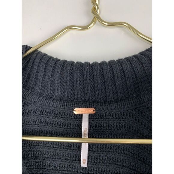 Free People Women's Marlie Ribbed Knit Pullover Sweater Black Size XS - Picture 5 of 9